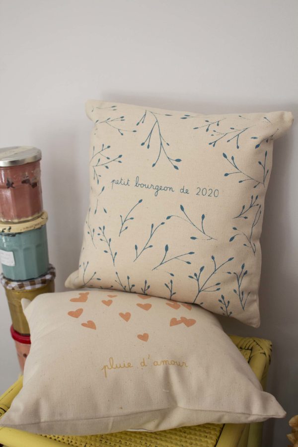 Coussin petit bourgeon de 2020 - bleu