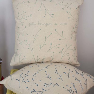 Coussin petit bourgeon de 2020 - vert d'eau