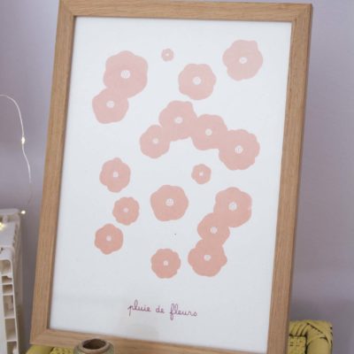 Sérigraphie Pluie de fleurs - Orangé