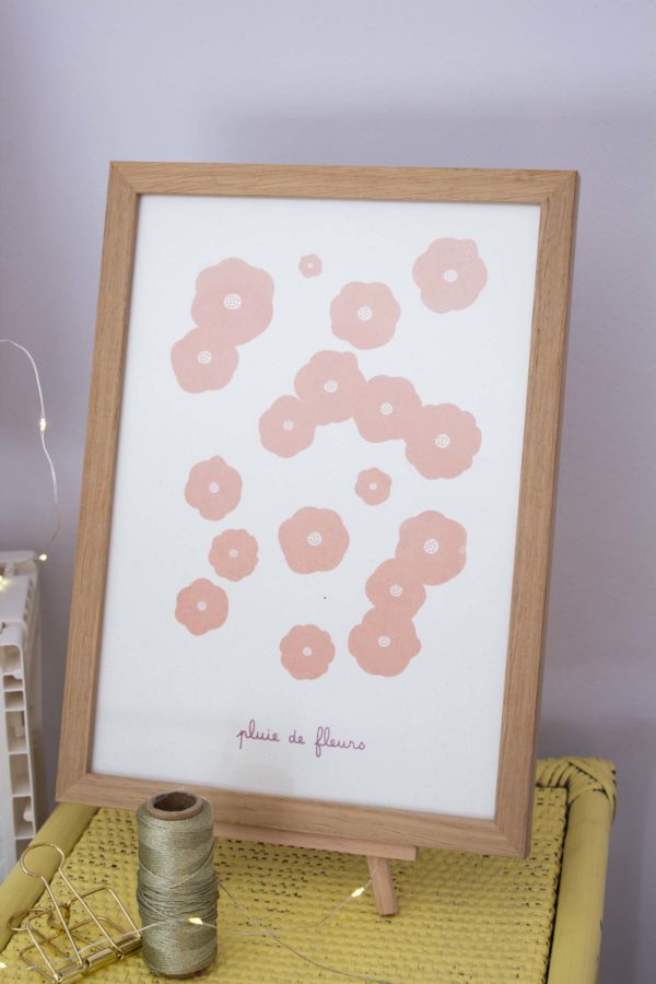 Sérigraphie Pluie de fleurs - Orangé