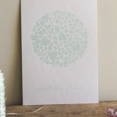 Sérigraphie A5 Constellation d'amour - Vert d'eau sur papier