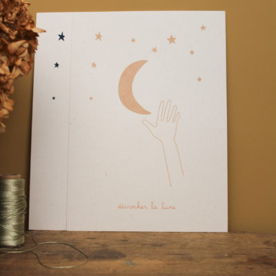 Sérigraphie Décrocher la lune - beige