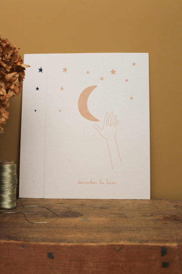 Sérigraphie Décrocher la lune - beige