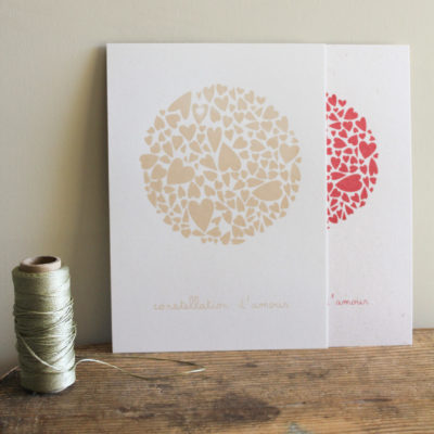 Sérigraphie A5 - Constellation d'amour en rond - beige