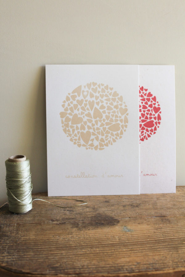 Sérigraphie A5 - Constellation d'amour en rond - beige