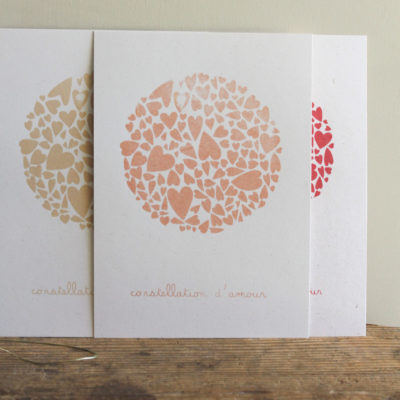 Sérigraphie A5 - Constellation d'amour en rond - rose