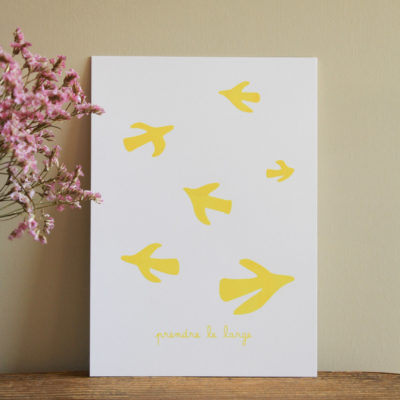 Sérigraphie A5 papier - Prendre le large - jaune