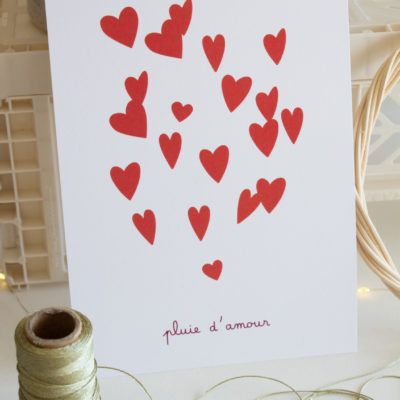 Carte A5 pluie d'amour - rouge
