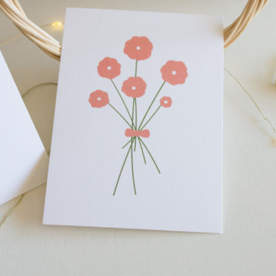 Carte postale bouquet de fleurs - rose