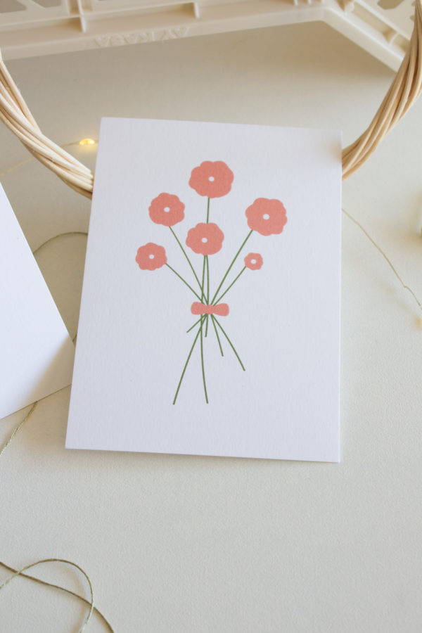 Carte postale bouquet de fleurs - rose