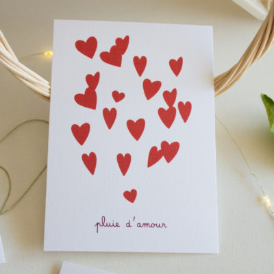 Carte postale pluie d'amour - rouge