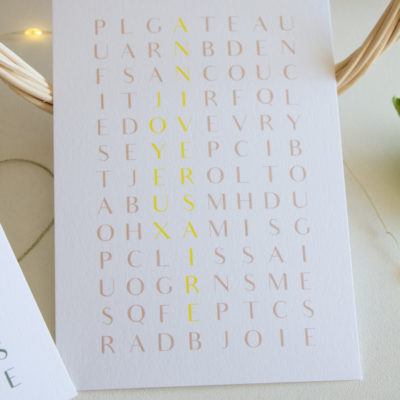 Carte postale d'anniversaire "les mots" - Rose
