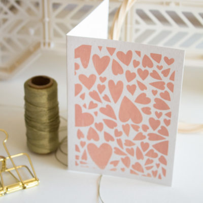 Carte constellation d'amour rose orangé - Format 10,5 x 15 cm à volet