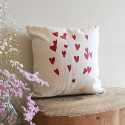 Coussin pluie d'amour rouge