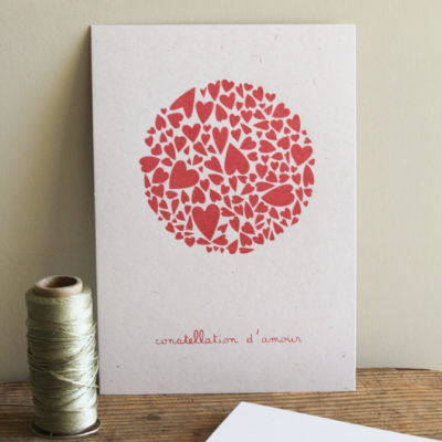 Sérigraphie A5 - Constellation d'amour en rond - Rouge