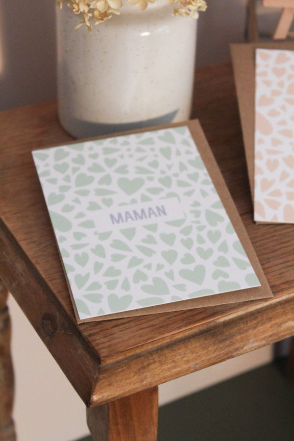 Carte postale maman - vert clair / bleu