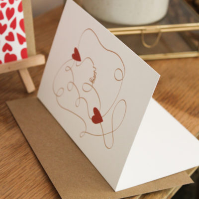 Carte postale bisou à volet - rose