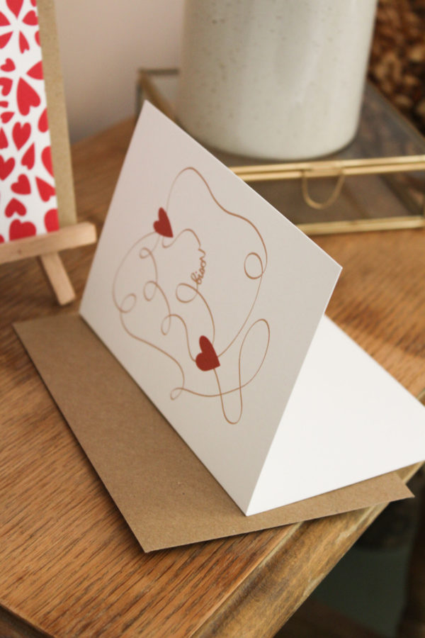 Carte postale bisou à volet - rose