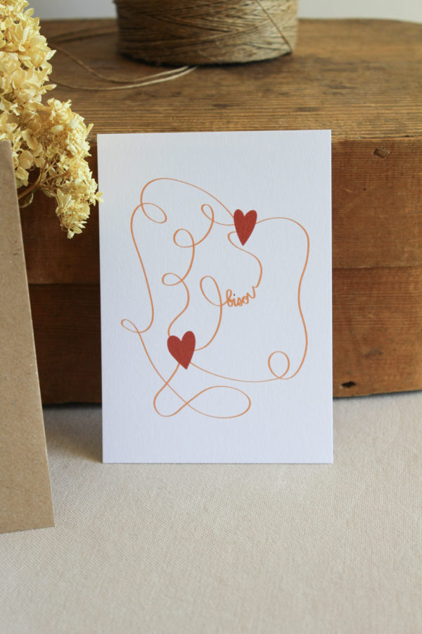 Carte postale bisou - orange