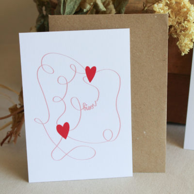 Carte postale bisou - rose éclatant