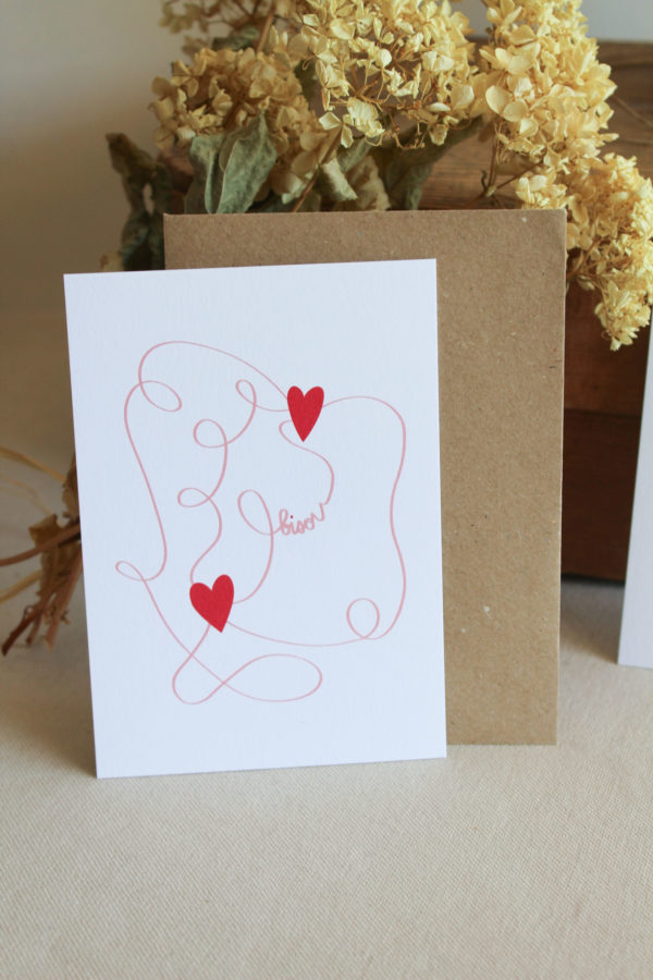 Carte postale bisou - rose éclatant