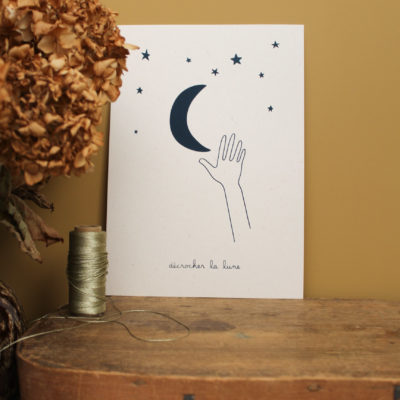 Sérigraphie Décrocher la lune - bleu nuit