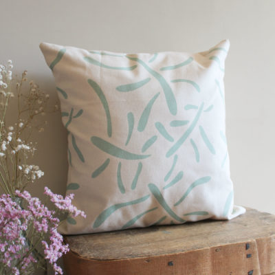 Housse de coussin - Motif méli-mélo vert d'eau