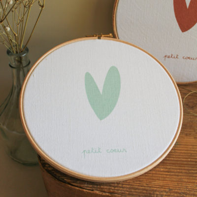 Tambour petit coeur - vert d'eau