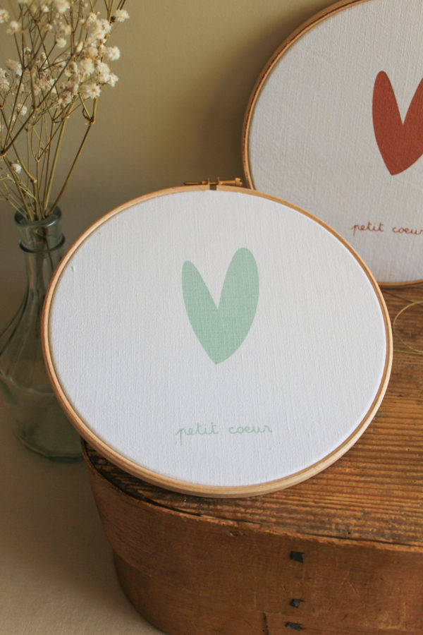 Tambour petit coeur - vert d'eau