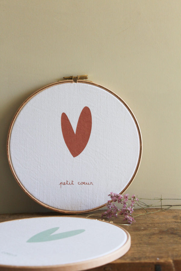 Tambour petit coeur - vieux rose