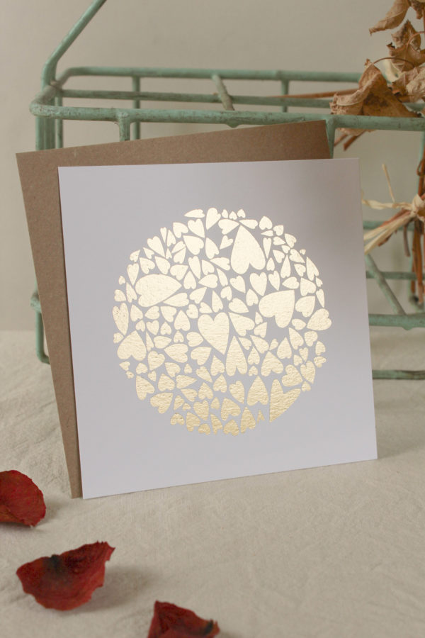 Carte postale Constellation d'amour carrée - Impression dorée
