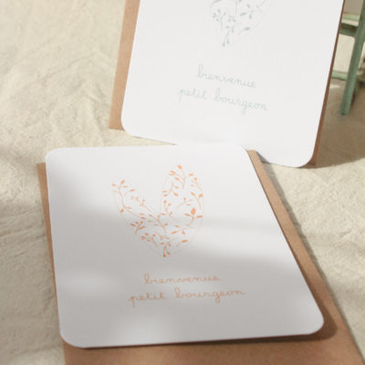 Carte postale Bienvenue petit bourgeon - orangé