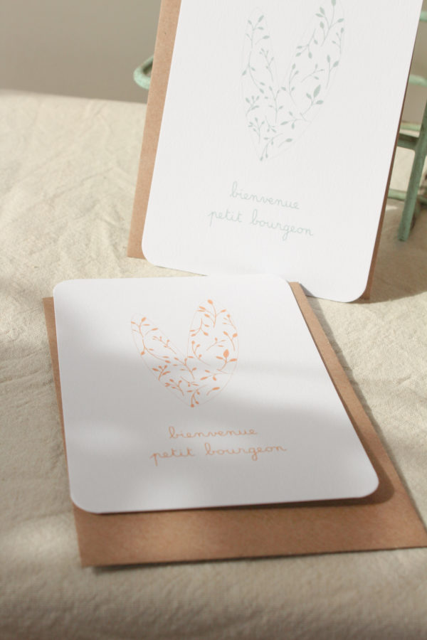 Carte postale Bienvenue petit bourgeon - orangé