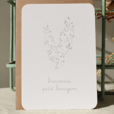 Carte postale Bienvenue petit bourgeon - vert