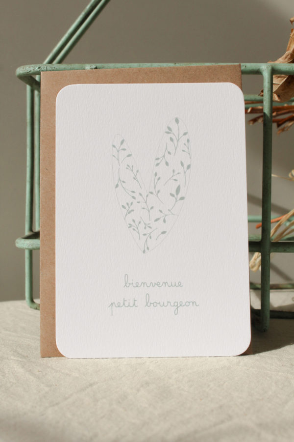 Carte postale Bienvenue petit bourgeon - vert