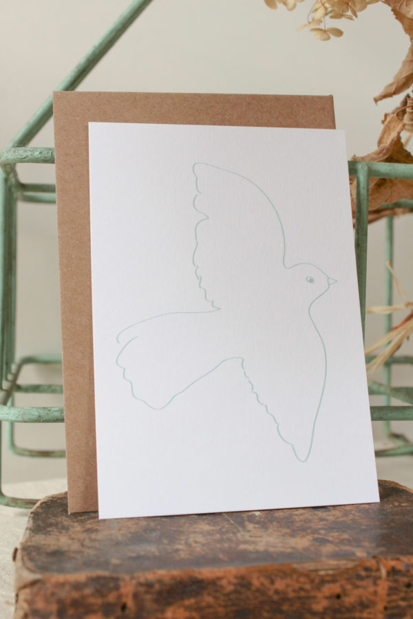 Carte postale Colombe - vert clair