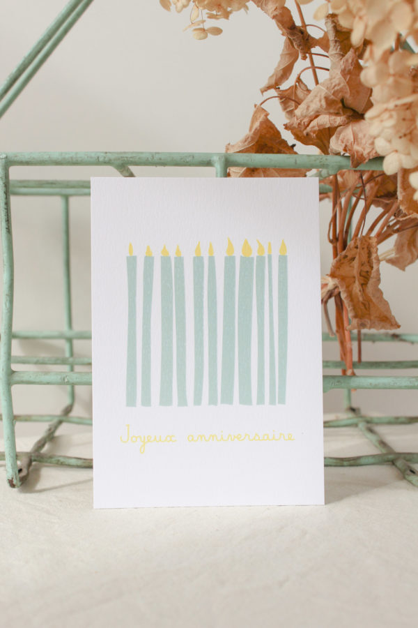 Carte postale d'anniversaire bougies - vert
