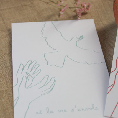 Carte postale Et la vie s'envole - bleu clair