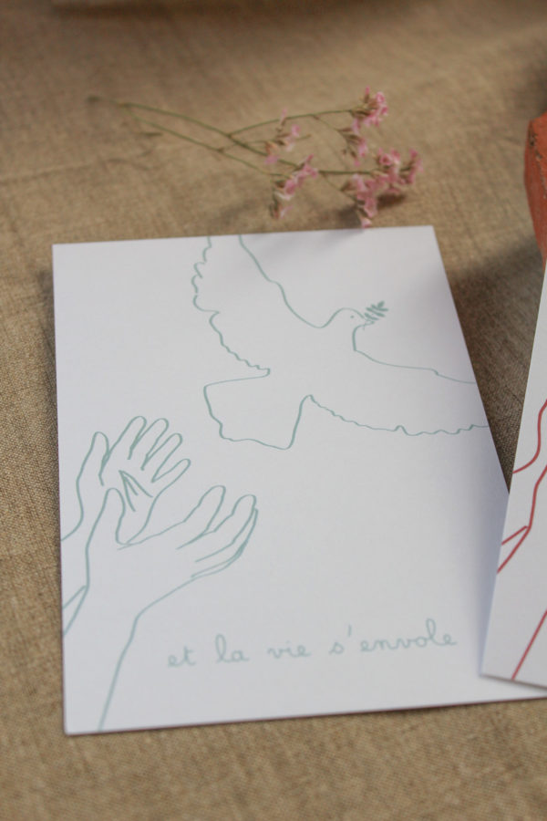 Carte postale Et la vie s'envole - bleu clair