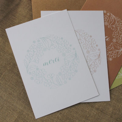 Carte postale Merci - bleu-vert