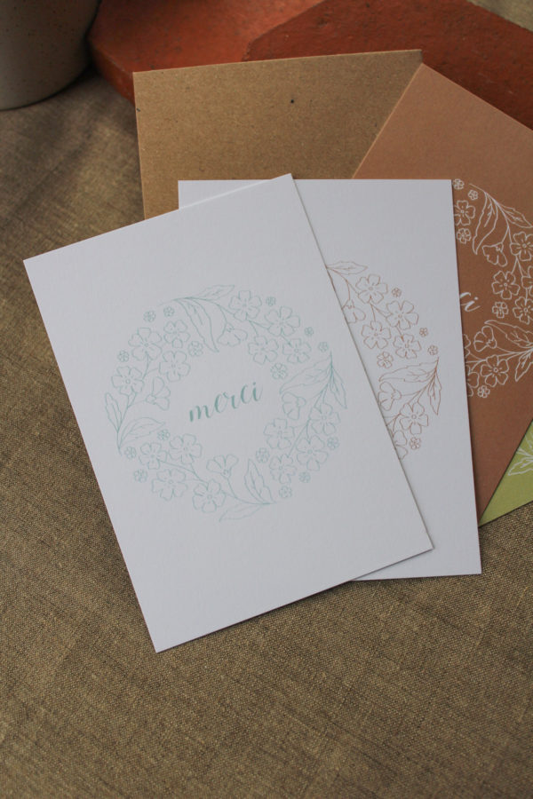 Carte postale Merci - bleu-vert