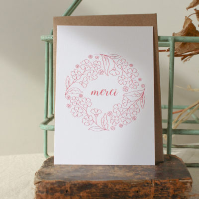 Carte postale Merci - rose éclatant