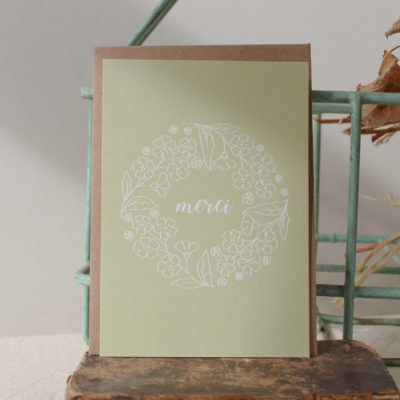 Carte postale Merci - vert clair