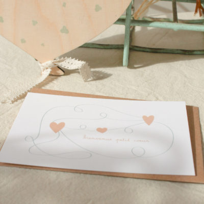 Carte postale Bienvenue petit coeur