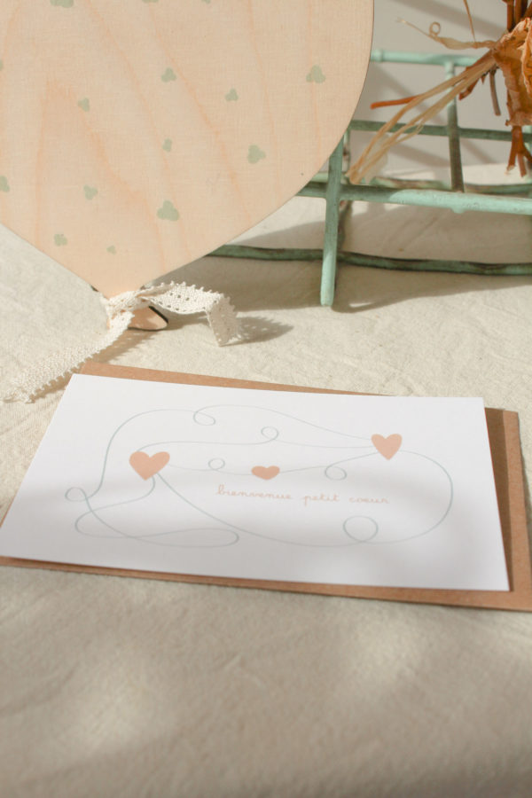 Carte postale Bienvenue petit coeur