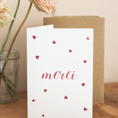 Carte postale merci à volet - prune