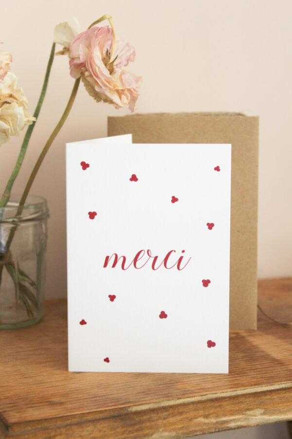 Carte postale merci à volet - prune