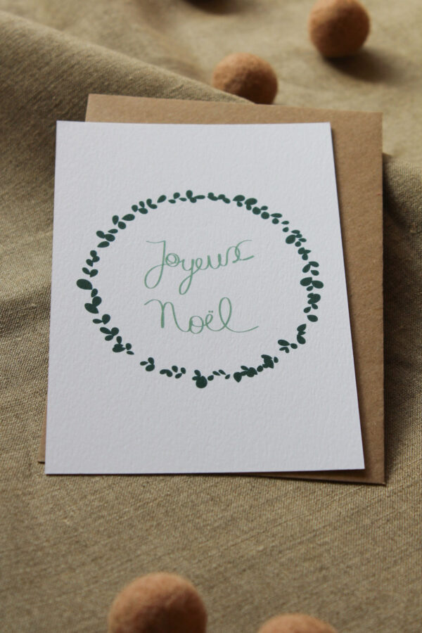 Carte postale Couronne de Noël vert foncé et vert