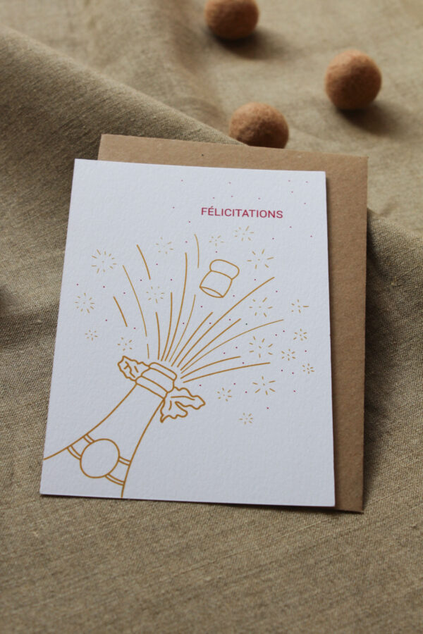 Carte postale Félicitations bouteille de champagne