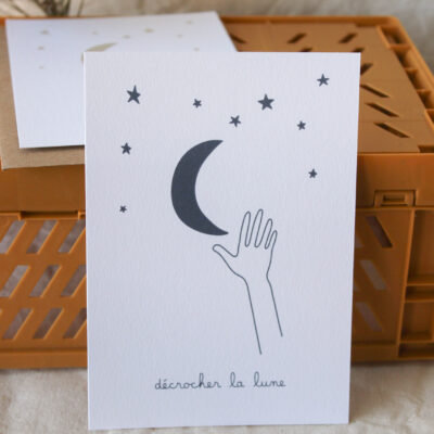 Carte postale décrocher la lune - bleu